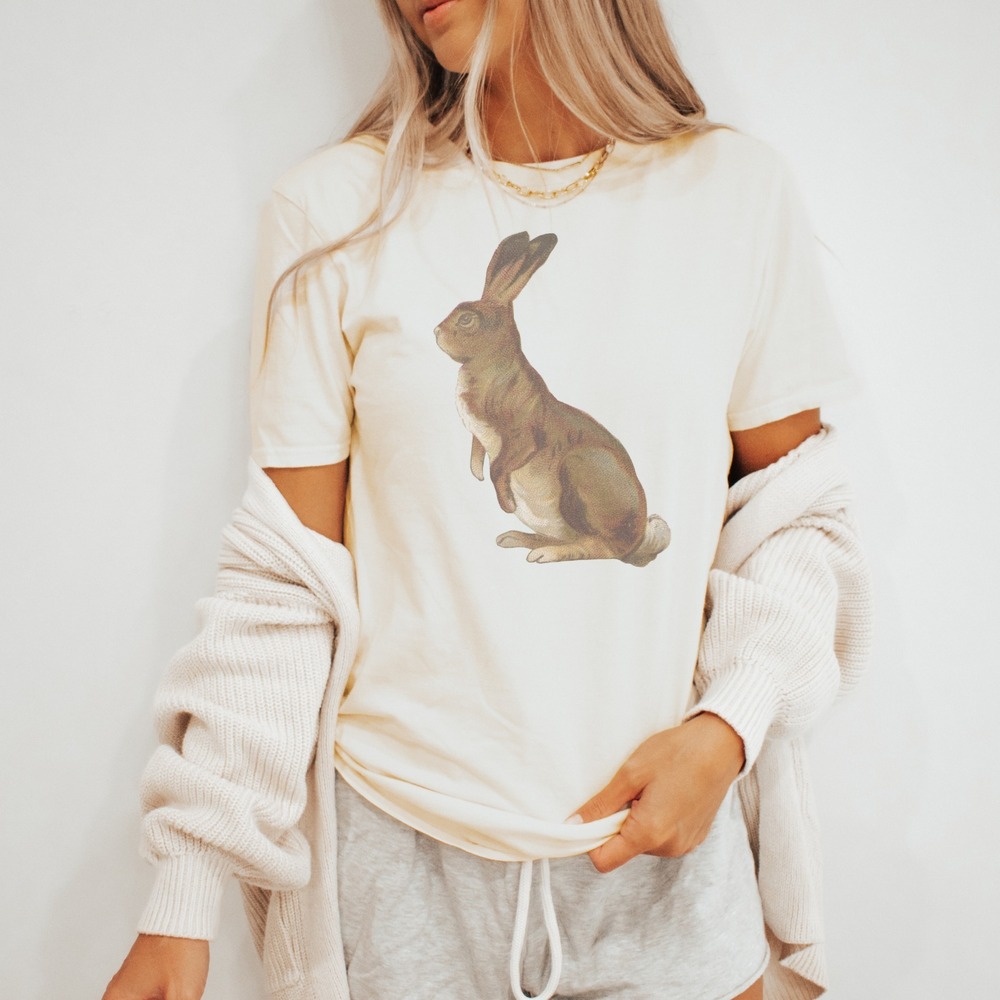 Vintage Rabbit Natural History Graphic Tee Naturalist Illustration